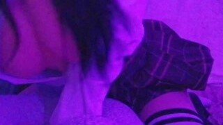 A horny schoolgirl humps a pillow until she has an orgasm
